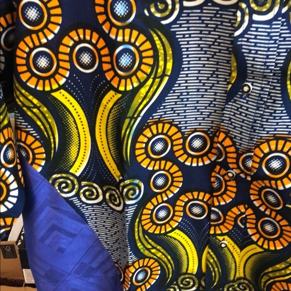 Source Unknown Royal Blue and Orange Casual Button Down Shirt - Picture 3 of 5